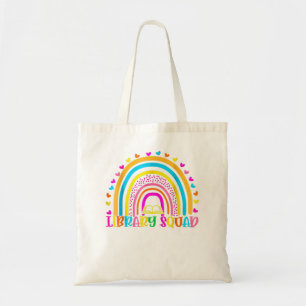 Library Squad Rainbow Teacher Librarian Bookworm B Tote Bag