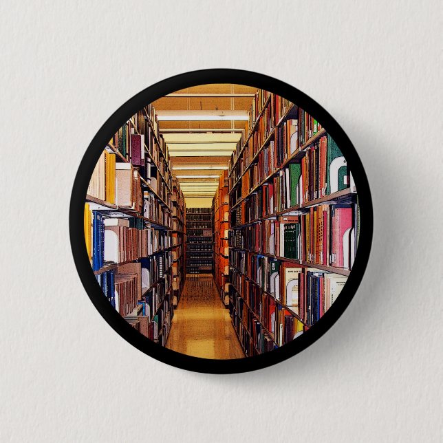 Library Stacks Pinback Button (Front)
