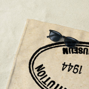 Library Stamp Smithsonian Institution 1944 Beach Towel