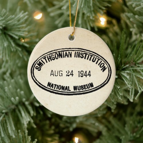 Library Stamp Smithsonian Institution 1944 Ceramic Ornament