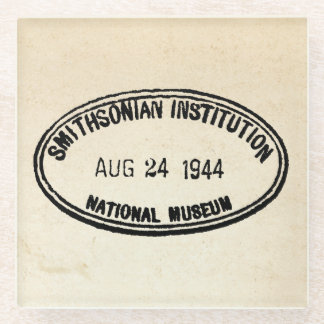 Library Stamp Smithsonian Institution 1944 Glass Coaster