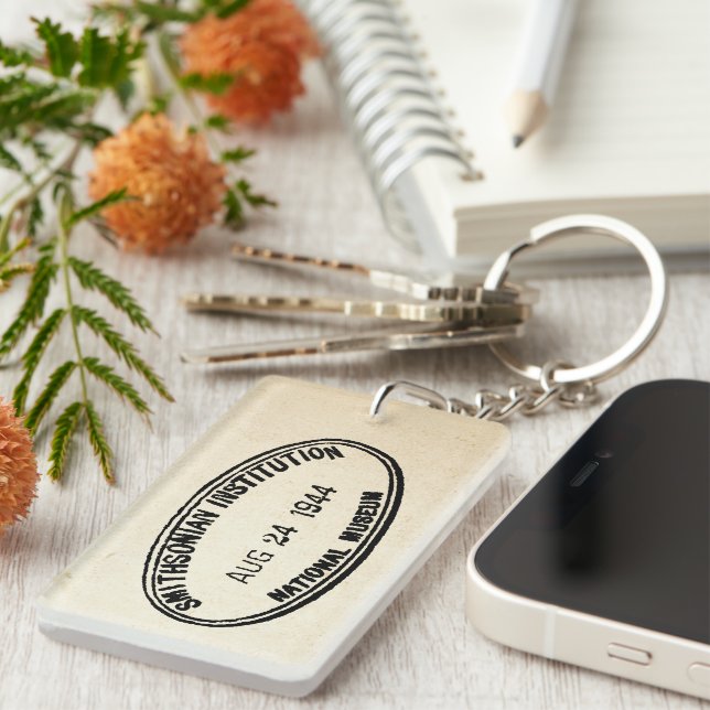 Library Stamp Smithsonian Institution 1944 Keychain (Front Right)