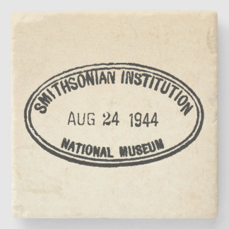 Library Stamp Smithsonian Institution 1944 Stone Coaster
