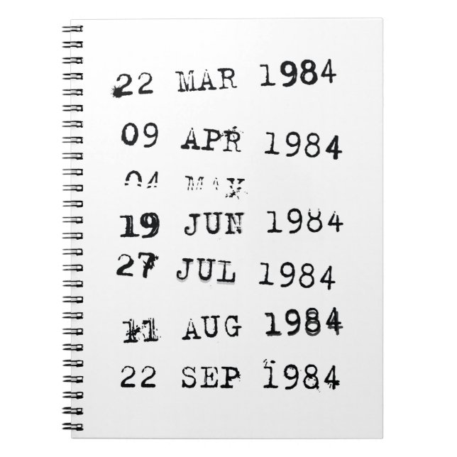 Library Stamps Date Due 1984 Notebook (Front)