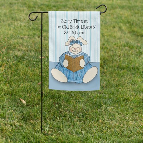 Library Story Time with Reading Bunny Rabbit Garden Flag