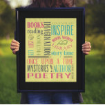 Library Subway Art   Poster<br><div class="desc">Fun typography poster for all those that love the books and libraries of the world! Words included in this subway art style graphic: books,  library,  poetry,  inspire,  once upon a time,  imagination,  authors... </div>