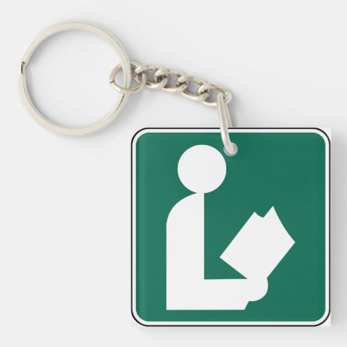 Library Symbol Roadside Sign Keychain