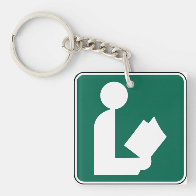 Library Symbol Roadside Sign Keychain (Front)