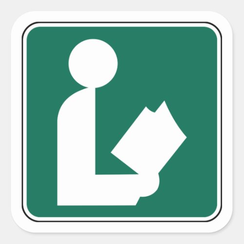 Library Symbol Roadside Sign Square Sticker