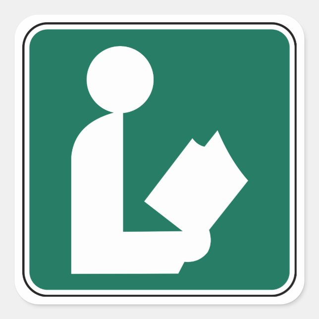 Library Symbol Roadside Sign Square Sticker (Front)