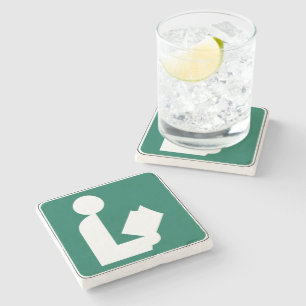 Library Symbol Roadside Sign Stone Coaster