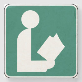 Library Symbol Roadside Sign Stone Coaster