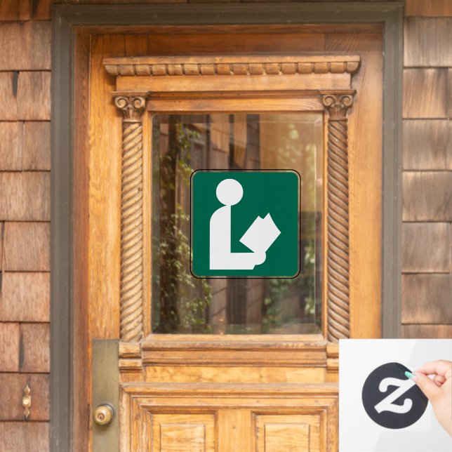 Library Symbol Roadside Sign Window Cling (Home Door)