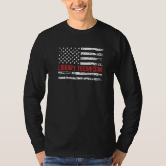 Library Technician USA Flag Profession Retro Job T T-Shirt