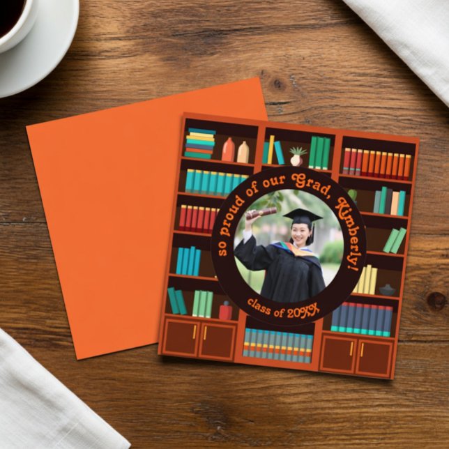 Library-Themed Graduation Announcement Card (Creator Uploaded)