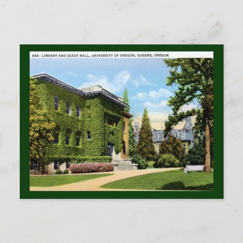 Library University of Oregon Eugene Vintage Postcard