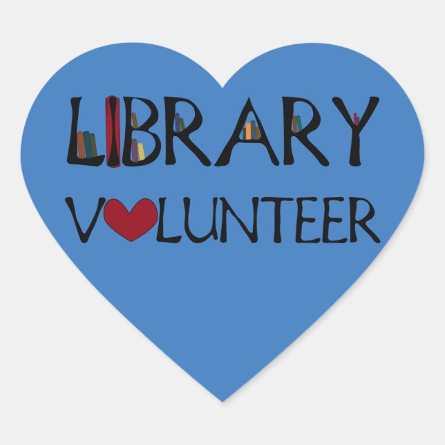 Library Volunteer - Choose Color Heart Sticker (Front)