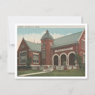 Library, Waterville Maine, 1920s Vintage Inspired Postcard