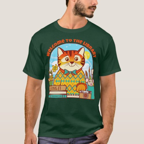 Library Welcome Tiger Cat and Mouse T_Shirt