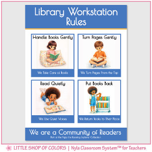 Library Workstation Rules Teacher Anchor Chart
