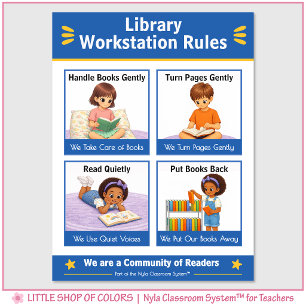 Library Workstation Rules Teacher Anchor Chart