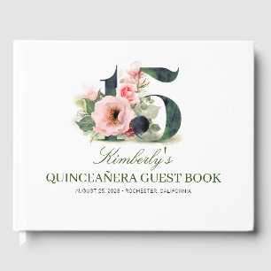 Libro De Visitas Quinceanera Rubor Pink Floral Guest Book
