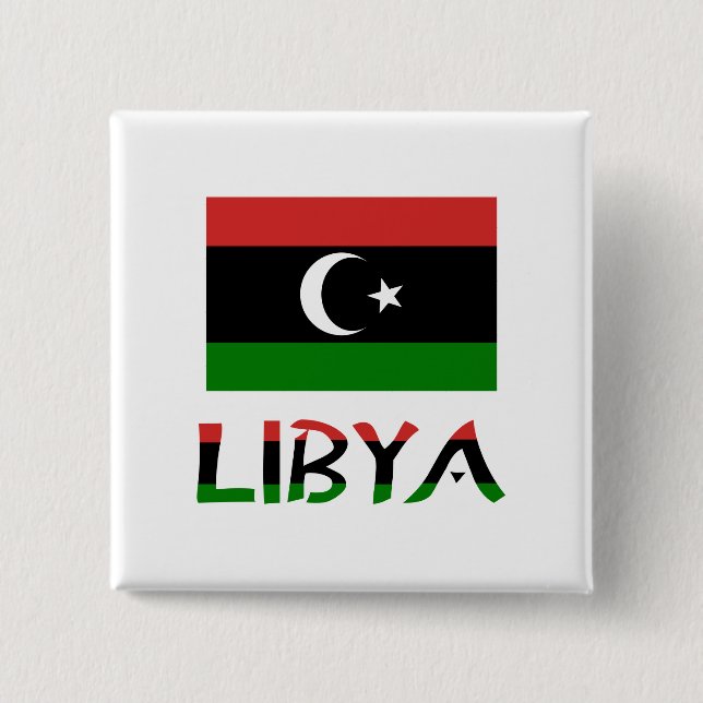 Libya and Libyan Flag Button (Front)