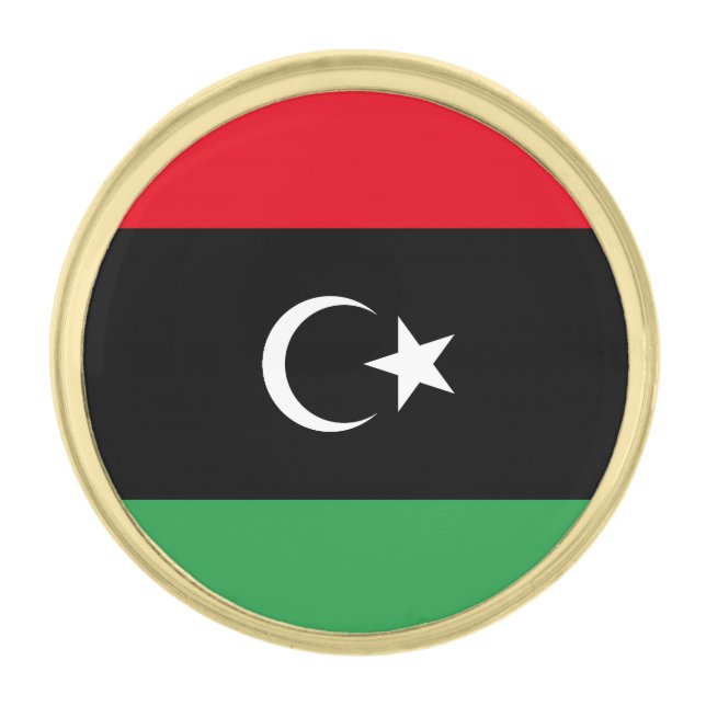 Libya Flag Gold Finish Lapel Pin (Front)
