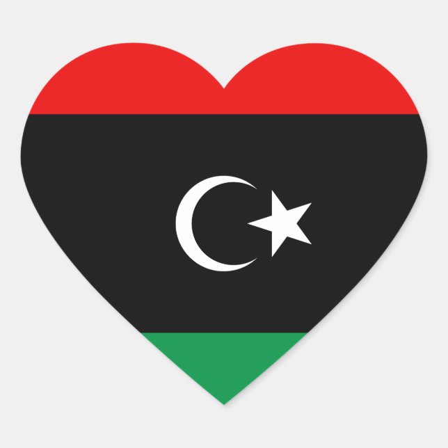 Libya Flag Heart Sticker (Front)