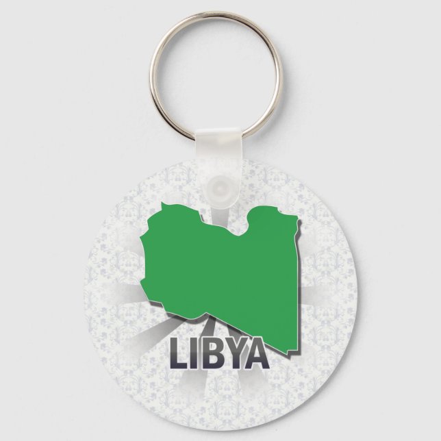 Libya Flag Map 2.0 Keychain (Front)
