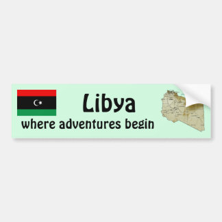 Libya Flag + Map Bumper Sticker