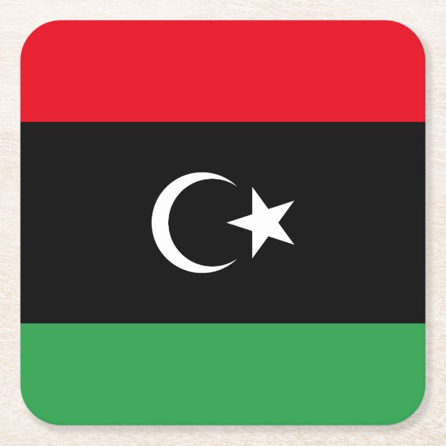 Libya Flag Square Paper Coaster (Front)