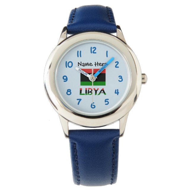 Libya Libyan Flag Black Personalization  Watch (Front)