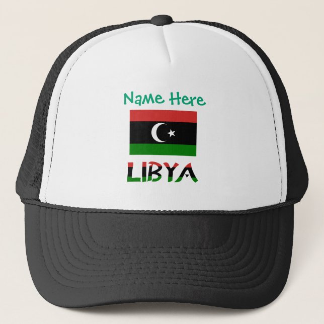 Libya Libyan Flag Green Personalized  Trucker Hat (Front)