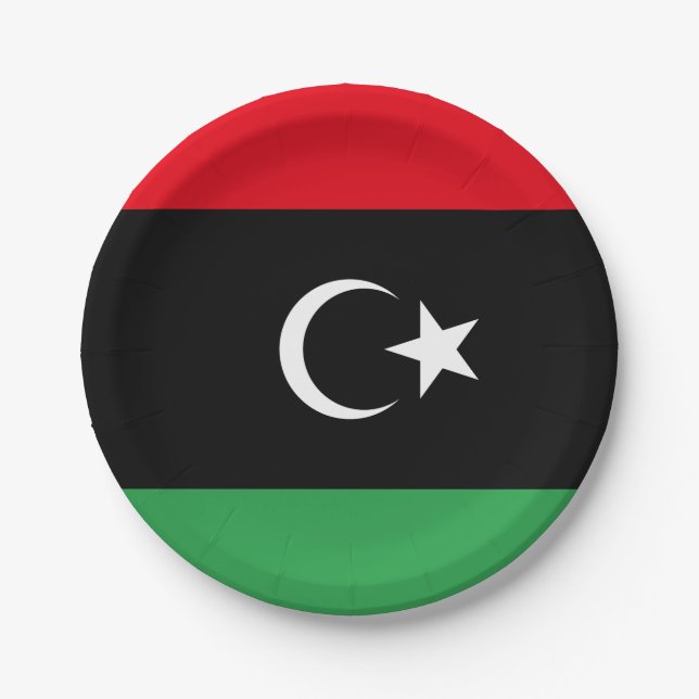 Libya (Libyan) Flag Paper Plates (Front)