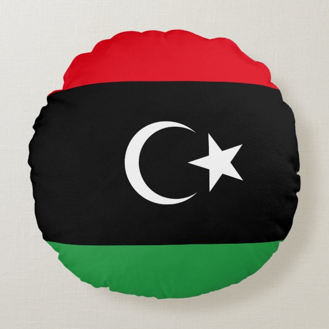 Libya (Libyan) Flag Round Pillow (Front)