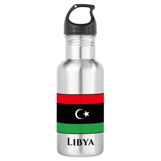 Libya (Libyan) Flag Stainless Steel Water Bottle (Front)