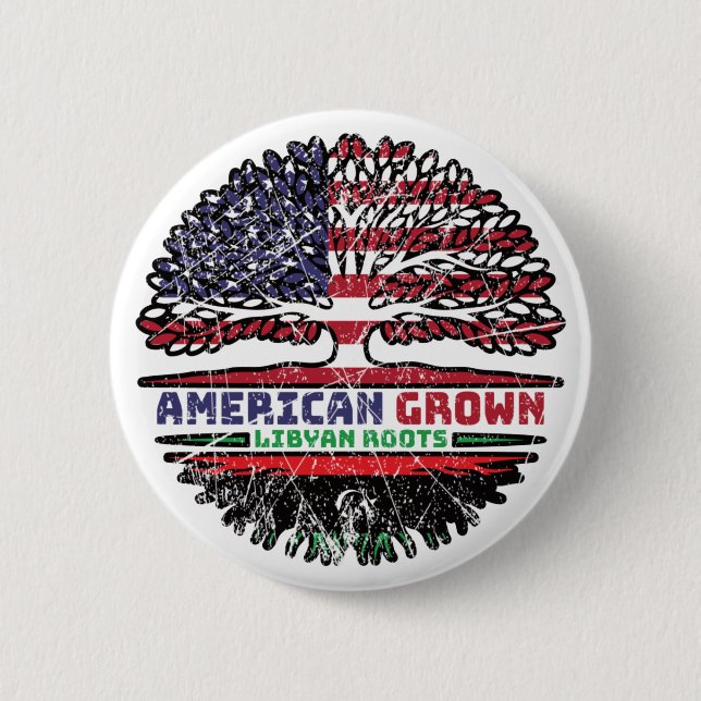 Libya Libyan US American USA United States Tree Button (Front)