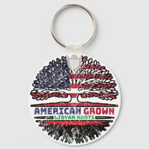 Libya Libyan US American USA United States Tree Keychain
