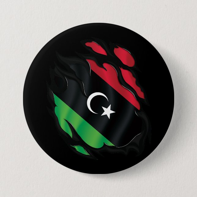 Libya Ripped Flag Button (Front)