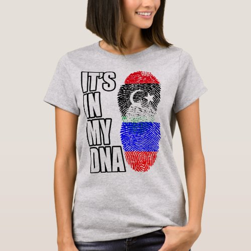 Libyan And Russian Mix Heritage DNA Flag T_Shirt