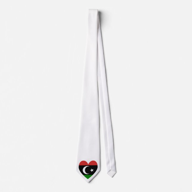 Libyan Heart Flag Valentine Neck Tie (Front)