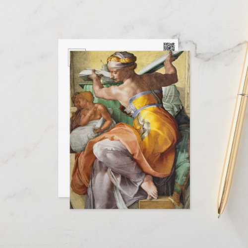 Libyan Sibyl Sistine Chapel by Michelangelo Holiday Postcard
