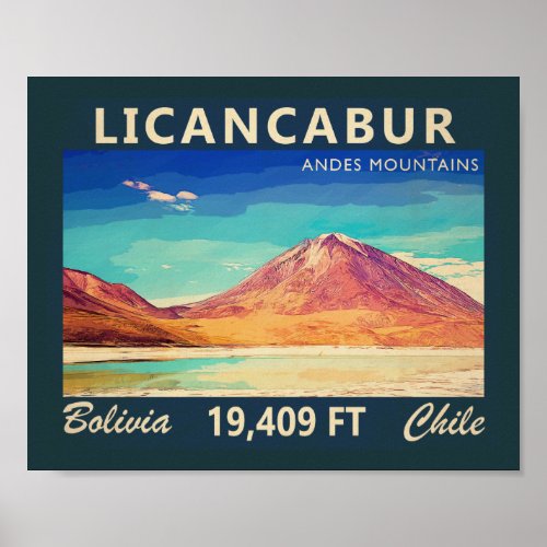 Licancabur South America Vintage  Poster
