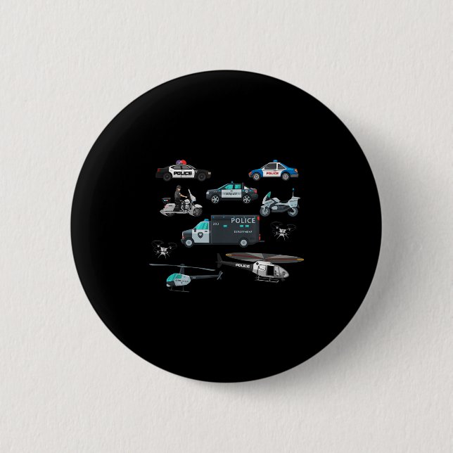Lice Vehicles Cop Helicopter Toddlers Kids Women M Button (Front)