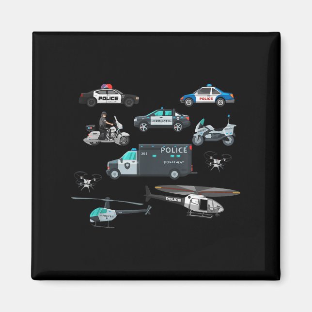 Lice Vehicles Cop Helicopter Toddlers Kids Women M Magnet (Front)