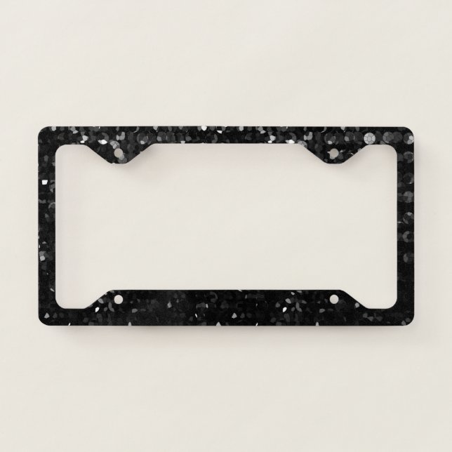 Licence Plate Frame Black Crystal Bling Strass (Front)