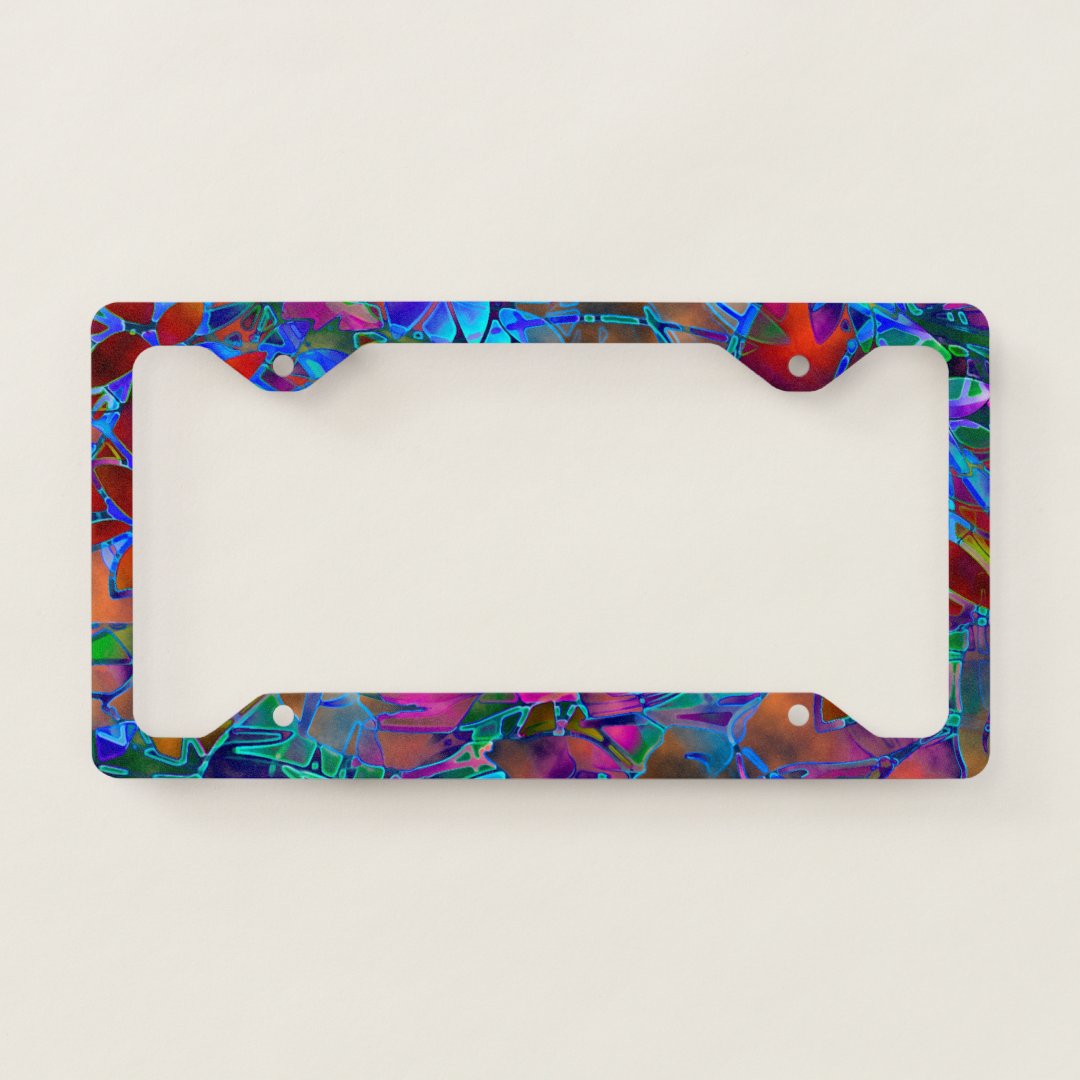 Licence Plate Frame Floral Abstract Stained Glass | Zazzle