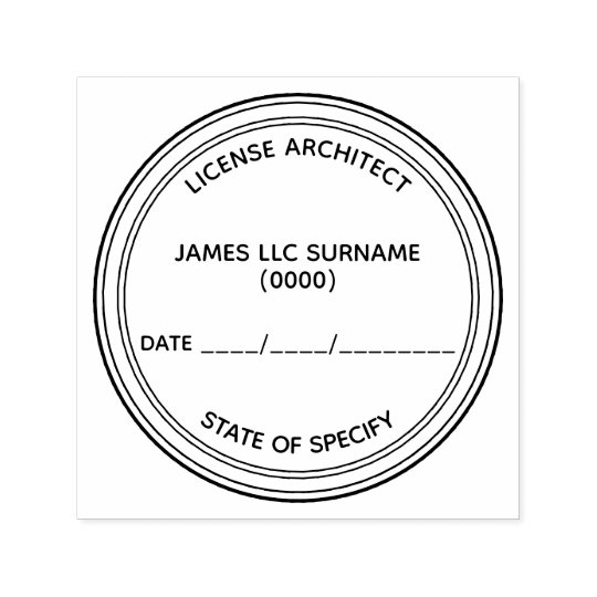 License architect state, date & registration seal selfinking stamp