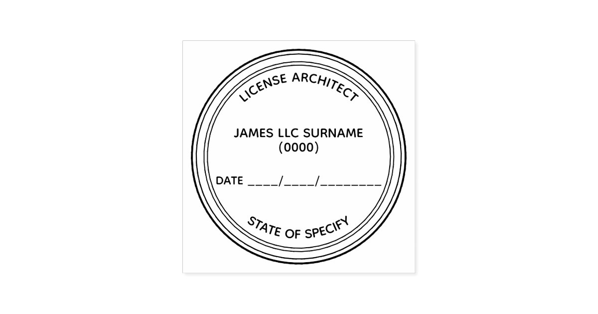 License architect state, date & registration seal selfinking stamp